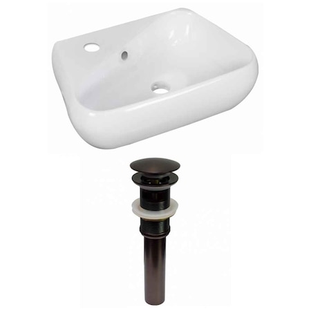17.5-in. W Wall Mount White Vessel Set For 1 Hole Left Faucet
